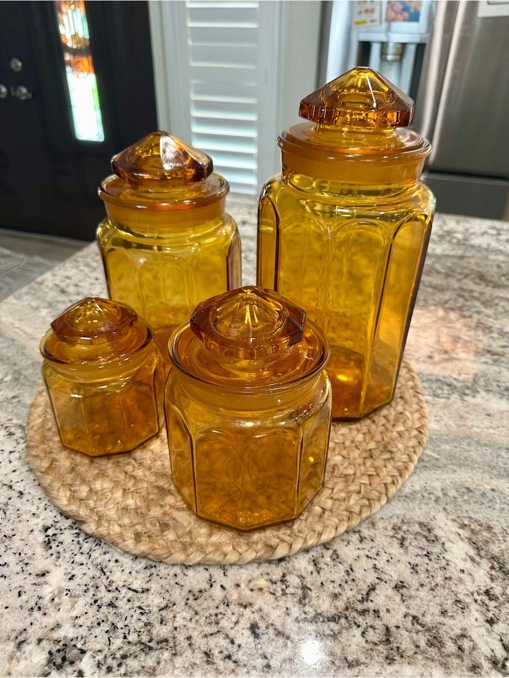 Amber Glass Canister Set with Lids - 4 Piece - Picture 5 of 6